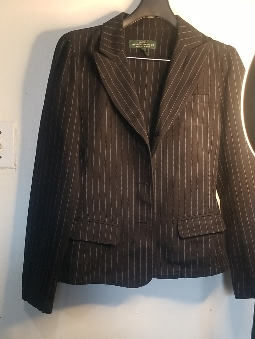 Lauren Ralph Lauren Black Pinstripe Tailored Blazer